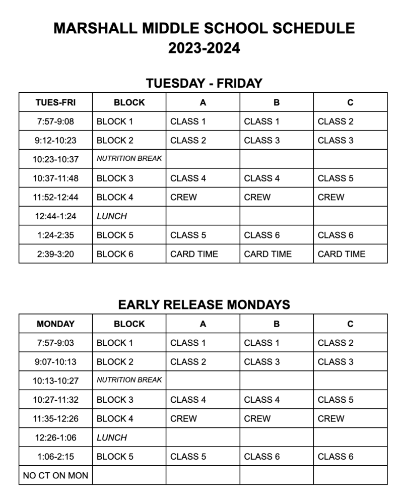 MS Bell Schedule